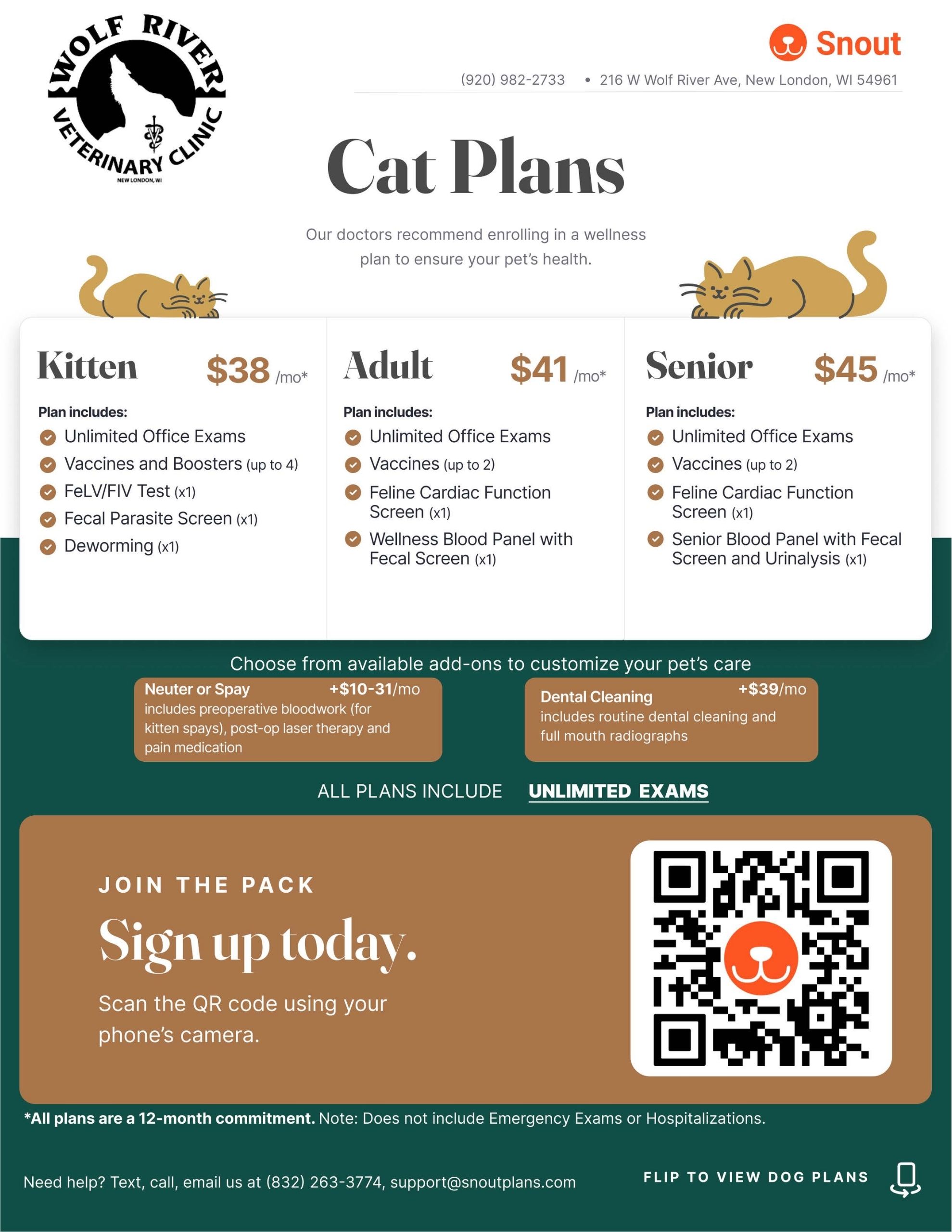 Snout Wellness cat plans graphics