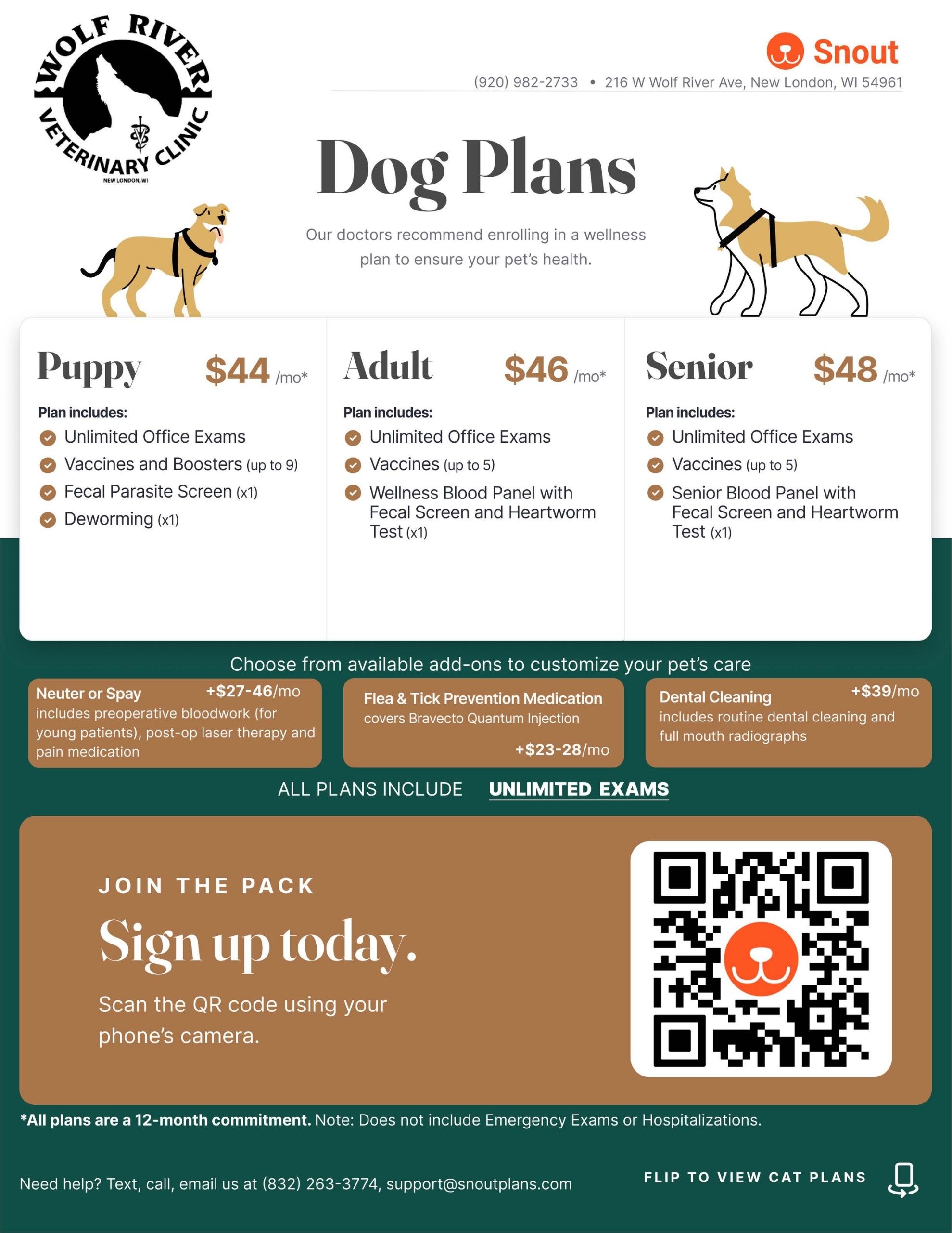 Snout Wellness dog plans graphics